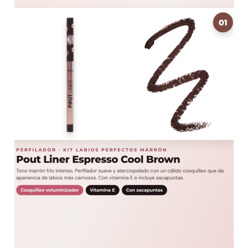 Makeup Revolution - Lippenkonturenstift-Set Pout Liner - Espresso Cool Brown + flüssiger Lippenstift IRL Whipped Lip Crème - Espresso Nude + Lipgloss mit Shimmer Pout Bomb - Chocolate Sparkle