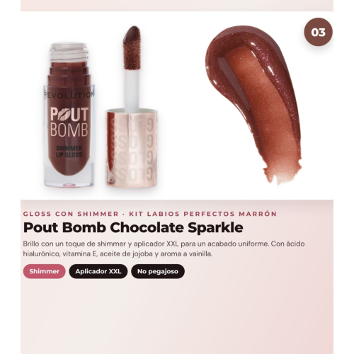 Makeup Revolution - Lippenkonturenstift-Set Pout Liner - Espresso Cool Brown + flüssiger Lippenstift IRL Whipped Lip Crème - Espresso Nude + Lipgloss mit Shimmer Pout Bomb - Chocolate Sparkle
