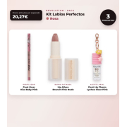 Makeup Revolution - Lippenkonturenstift-Set Pout Liner - Kiss Baby Pink + Satinierte Lippenstift Lip Allure - Brunch Pink Nude + Lippenöl Pout Lip Charm - Lychee Clear Pink