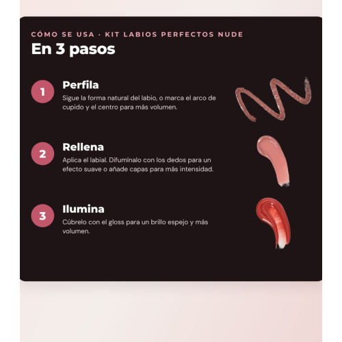 Makeup Revolution - Lippenkonturenstift-Set Pout Liner - Kiss Baby Pink + Satinierte Lippenstift Lip Allure - Brunch Pink Nude + Lippenöl Pout Lip Charm - Lychee Clear Pink