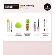 Makeup Revolution - Set *S.W.Smiley* - Pinsel On Cloud Nine + weicher Make-up-Schwamm + Lippenstift Happy Pout + Wimperntusche Dazzle Pop + Augenliner Winky Flick Double-Ended