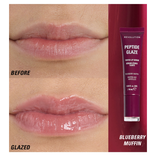 Makeup Revolution - Lippenfarbe mit Serum Peptide Glaze - Blueberry Muffin