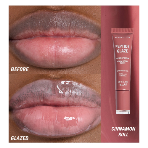 Makeup Revolution - Lippenfarbe mit Serum Peptide Glaze - Cinnamon Roll