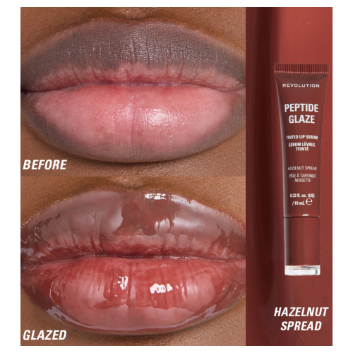Makeup Revolution - Lippenfarbe mit Serum Peptide Glaze - Hazelnut Spread