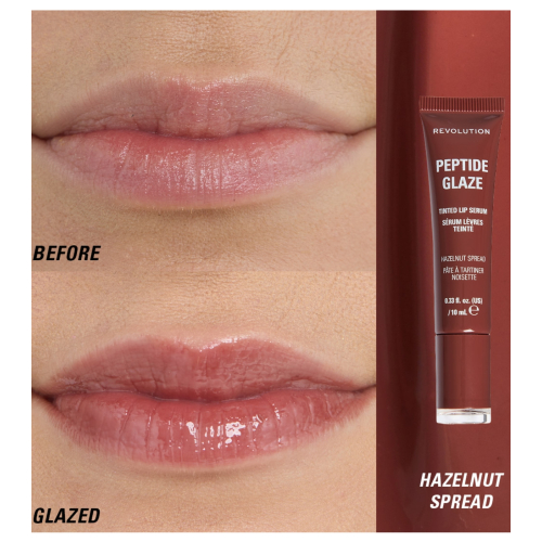 Makeup Revolution - Lippenfarbe mit Serum Peptide Glaze - Hazelnut Spread