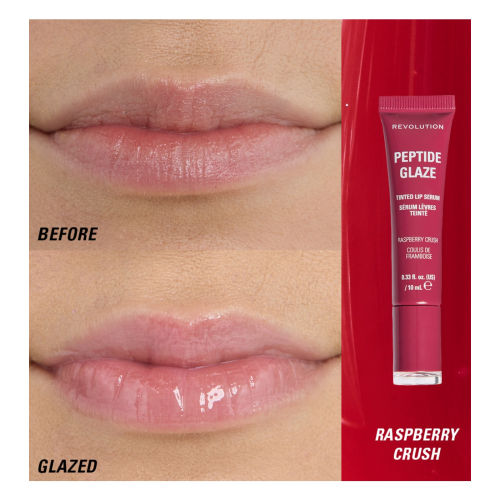 Makeup Revolution - Lippenfarbe mit Serum Peptide Glaze - Raspberry Crush