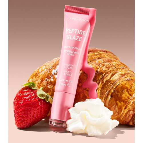Makeup Revolution - Lippenfarbe mit Serum Peptide Glaze - Strawberry & Cream