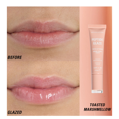 Makeup Revolution - Lippenfarbe mit Serum Peptide Glaze - Toasted Marshmallow