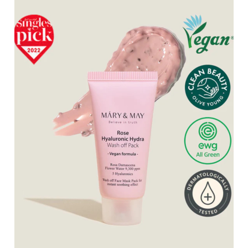 Mary & May - Gesichtsmaske Rose Hyaluronic Hydra Wash off