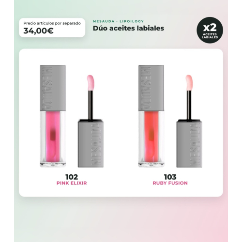 Mesauda - Duo-Pack Lippenöl Lipoilogy - 102: Pink Elixir + 103: Ruby Fusion
