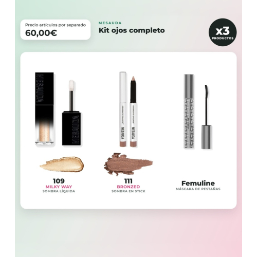Mesauda - Pack Augen Galactic Shadow 109: Milky Way + Drawmatic Shadow 111: Bronzed + Mascara Femuline
