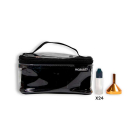 Transparente Kosmetiktasche + 24 Flaschen à 15 ml