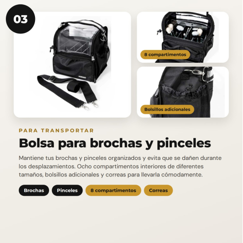 MQBeauty - Makeup Artist Set mit Schürze, transparentem Necessaire mit 24 Flaschen und Pinsel Tasche für professionelle Make-up-Artists und Studenten