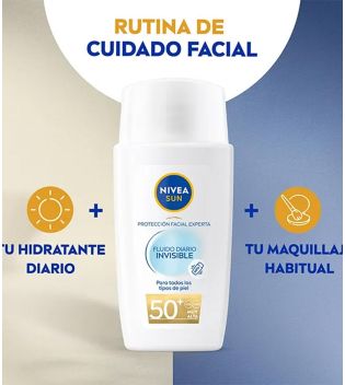 Nivea Sun – Unsichtbarer täglicher flüssiger Gesichtssonnenschutz – Lichtschutzfaktor 50+: Sehr hoch