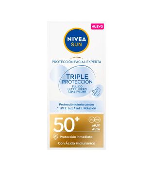 Nivea Sun – Ultraflüssiger Sonnenschutz für das Gesicht. Dreifacher Schutz – Lichtschutzfaktor 50+: Sehr hoch