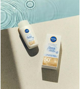 Nivea Sun – Ultraflüssiger Sonnenschutz für das Gesicht. Dreifacher Schutz – Lichtschutzfaktor 50+: Sehr hoch