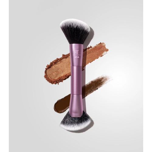 Real Techniques – Kontur-, Rouge- und Bronzerpinsel mit zwei Enden Angled Fan Finishing
