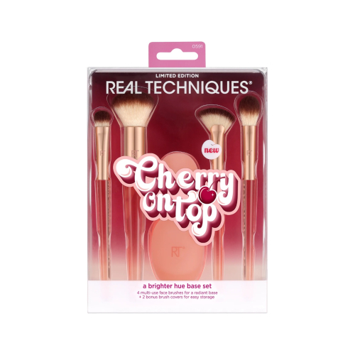 Real Techniques - *Cherry On top* - Set mit 4 Pinseln + 2 Silikonhüllen