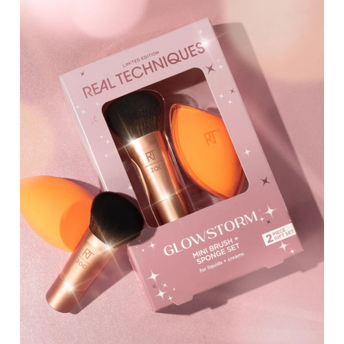 Real Techniques - *Holidays 24* – Mini-Pinsel + Schwamm-Set Glowstorm