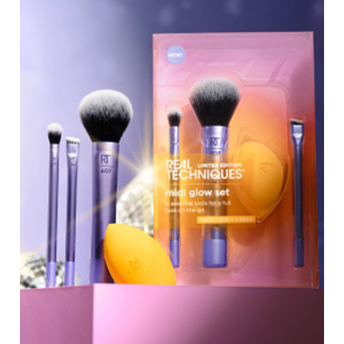 Real Techniques – *Night brights* – Pinsel + Schwamm-Set Midi Glow