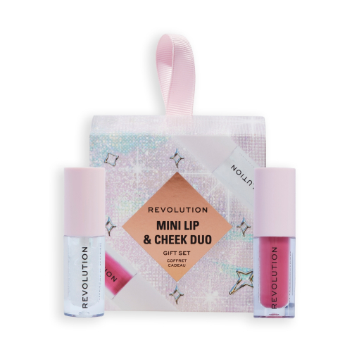 Revolution - Set Mini Lip & Cheek Duo - Mini Blush Bomb Cream Blusher Cute Pink + Mini Pout Bomb Clear Shimmer