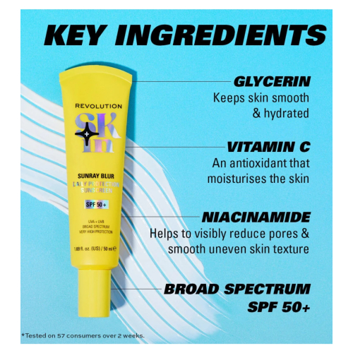 Revolution Skin – Mattierender Sonnenschutz mit Niacinamid Sunray Blur SPF50+