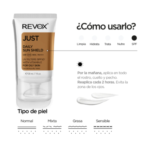 Revox - *Just* – Täglicher Sonnenschutz SPF50+ mit Vitamin E für fettige Haut