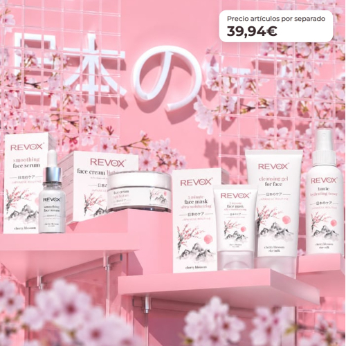 Revox Komplettset für die Gesichtspflege Japanische Routine mit Reinigungs-Gel, Peeling, Tonic, Serum, Creme und feuchtigkeitsspendender Maske Vegan und Cruelty Free
