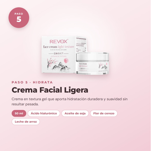 Revox Komplettset für die Gesichtspflege Japanische Routine mit Reinigungs-Gel, Peeling, Tonic, Serum, Creme und feuchtigkeitsspendender Maske Vegan und Cruelty Free