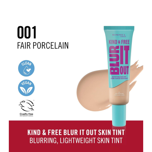 Rimmel London - *Kind & Free* - Mattierende Foundation Blur It Out - 001: Fair Porcelain