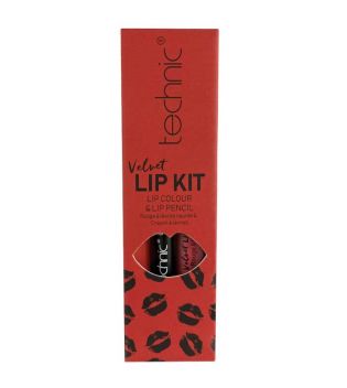 Technic Cosmetics - Lip Liner + Flüssiger Lippenstift Velvet Lip Kit - Vintage Red
