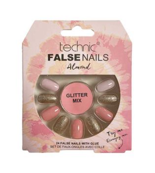 Technic Cosmetics - Falsche Nägel False Nails Almond - Glitter Mix