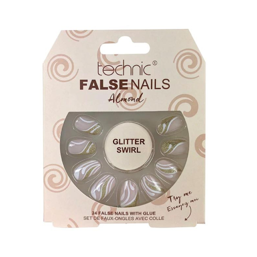 Technic Cosmetics - Falsche Nägel False Nails Almond - Glitter Swirl