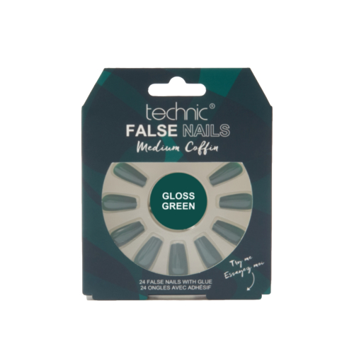Technic Cosmetics - Künstliche Nägel False Nails Medium Coffin - Gloss Green