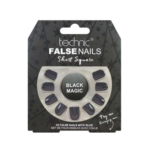 Technic Cosmetics - Falsche Nägel False Nails Short Square - Black Magic