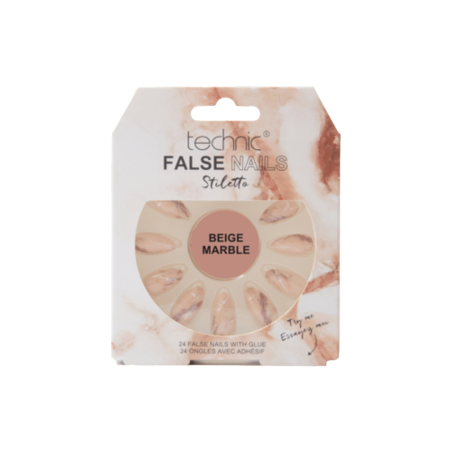 Technic Cosmetics - Künstliche Nägel False Nails Stiletto - Beige Marble