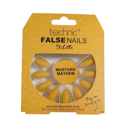Technic Cosmetics - Falsche Nägel False Nails Stiletto - Mustard Mayhem