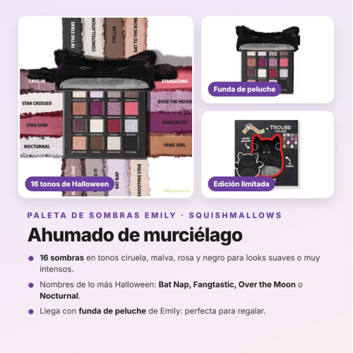 Trouble Maker - Pack Halloween Emily the Bat Lidschattenpalette, Wimperntusche, schwarzer Kajalstift und Lippenbalsam Limited Edition