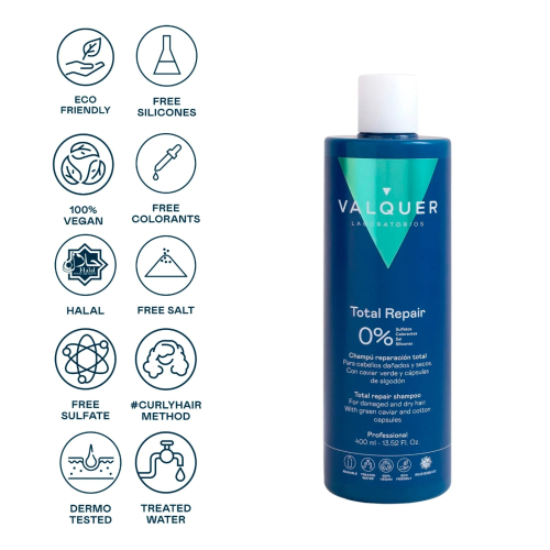 Valquer - Total Repair Shampoo ohne Sulfate und ohne Silikone 400ml