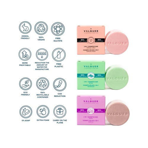 Valquer - Solides 2-in-1-Shampoo und Conditioner - Reparierend