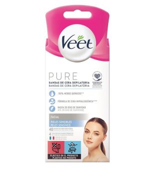 Veet - Wachsstreifen zur Gesichtshaarentfernung Pure - Empfindliche Haut (40u)